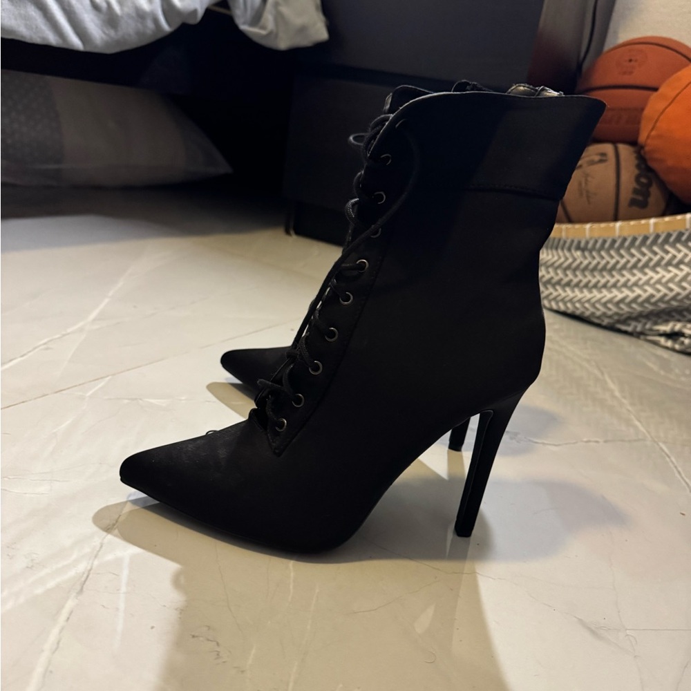 Never worn Elegant Black Lace-Up Women's Boots